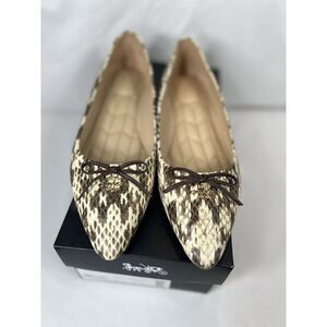 COACH ANNABEL‎ SNAKESKIN POINTY TOE FLATS LOGO/CARRIAGE HORSE/BOW SZ 9b
